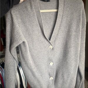 Elegant Gray Women's Cardigan by Merokeety
